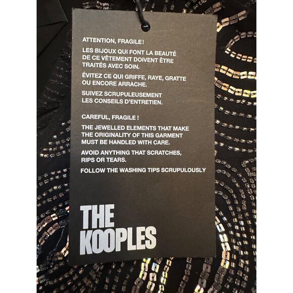 Kooples Black Rhinestone Embellished Mini Dress Wide Sleeve US Size 2 - Picture 12 of 14